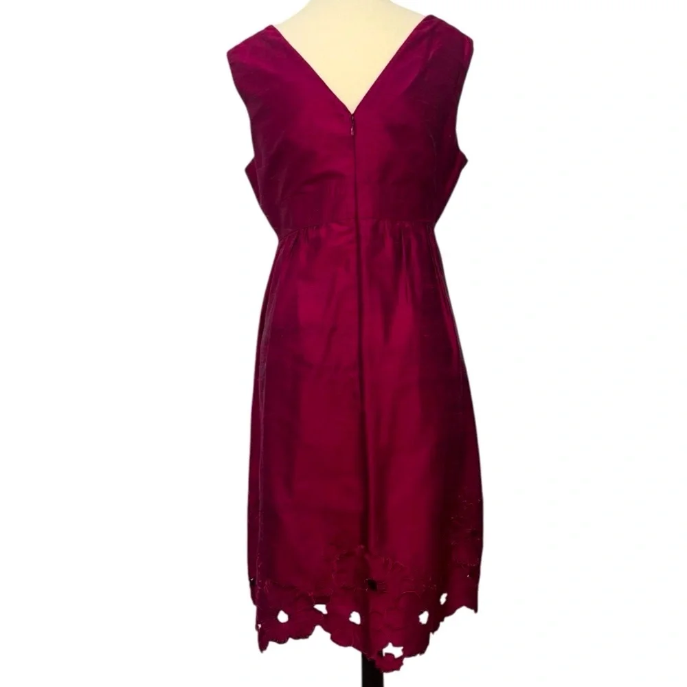 Adrianna Papell Burgundy Sleeveless V-neck Silk Cocktail Dress Size 10 - Picture 3 of 11